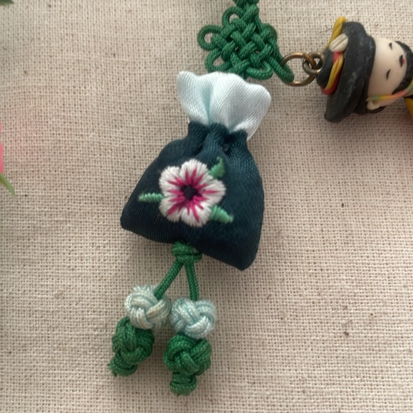 Traditional Korean Hanbok Man Keychain Purse Charm with Mini Pouch NEW - Picture 10 of 12